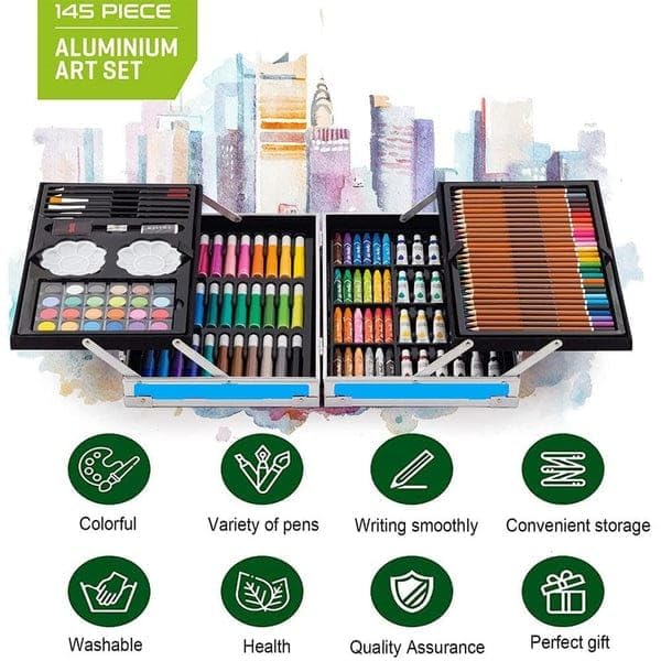 145-Piece Art Supplies Set For Kids, 2 Layers Drawing Supplies For Kids