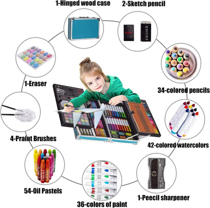 145-Piece Art Supplies Set For Kids, 2 Layers Drawing Supplies For Kids