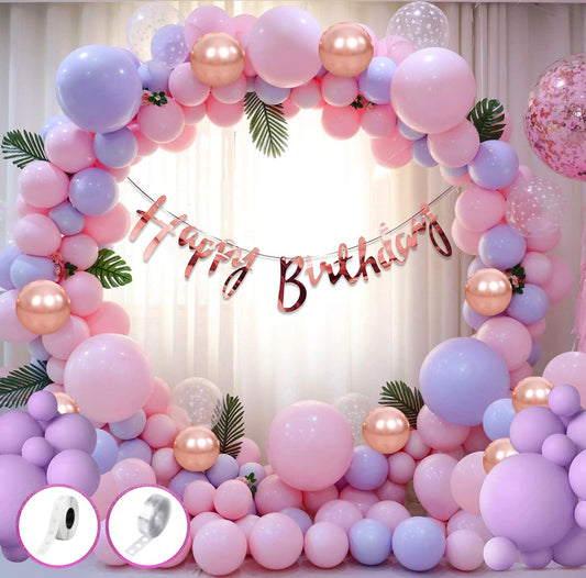 60Pcs Balloons for Birthday Decorations | Pink Birthday Decorations for Kids | Purple Birthday Decorations Kit