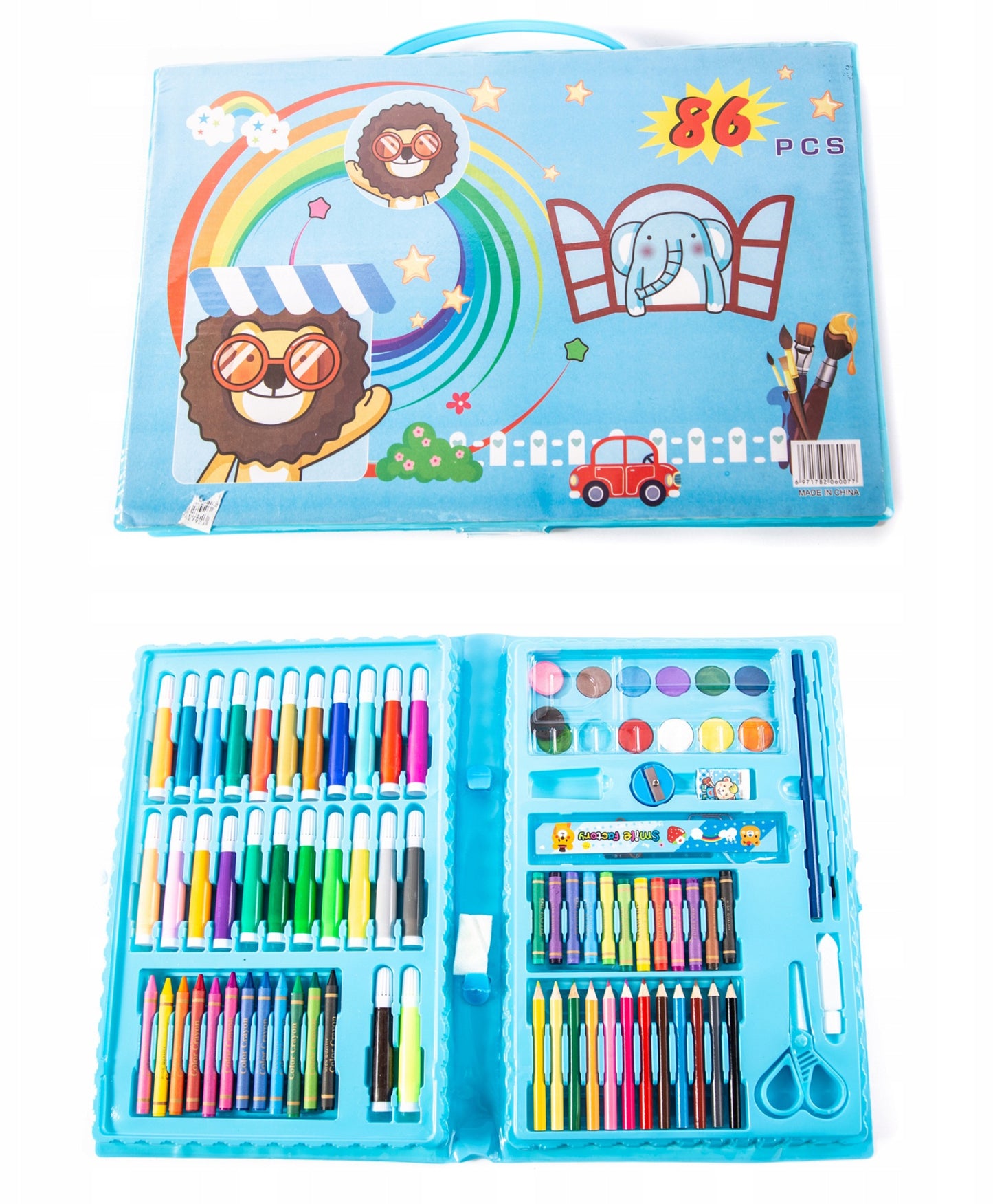 86 Pcs Box Children Painting Pens Set Art Supplies For Drawing With Watercolor Pen Ruler Eraser Sharpener Tools Drawing Tool