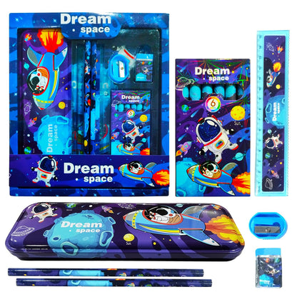 Space Theme Stationery Set for Kids Stationery Kit Return Gifts, Blue - 7Pcs