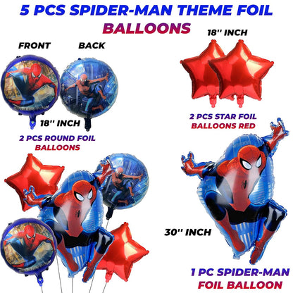 Spider-Man Theme Foil Balloons Set Of 5 Pcs,Multicolor