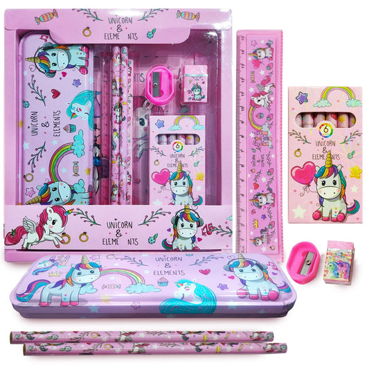 Unicorn Stationery Set for Girls - 12 Pcs Pink Stationery Set for Girls | Cute Stationary for Girls