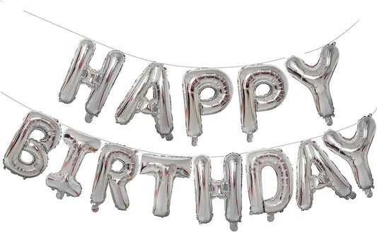 "Happy Birthday" Foil Balloon (Pack of 13 Letter, Silver)
